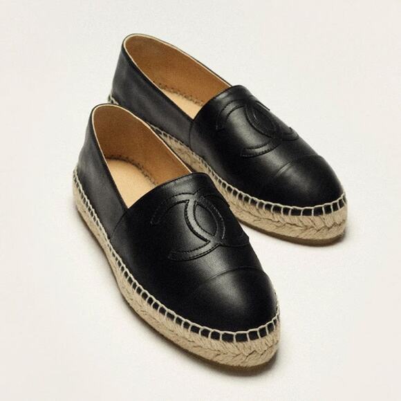 Chanel Espadrilles Lambskin Leather Black - 39 - Picture 1 of 4
